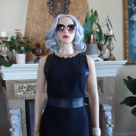 Gucci Black 100% Silk Dress with Lamb Leather Trim Size IT 42 - US 6 - Picture 4 of 16